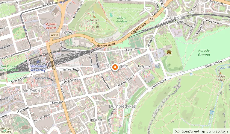 Map showing the location of Canongate in Edinburgh