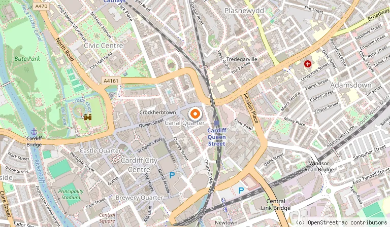 Map showing the location of Capitol Cardiff in Cardiff