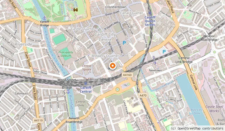 Map showing the location of Cardiff Marriott Hotel in Cardiff