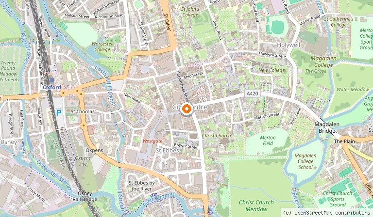 Map showing the location of Carfax Tower in Oxford