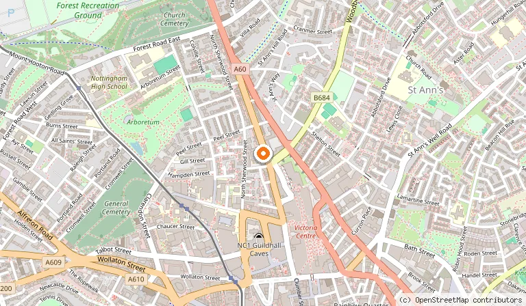 Map showing the location of Cave Escape Nottingham in Nottingham