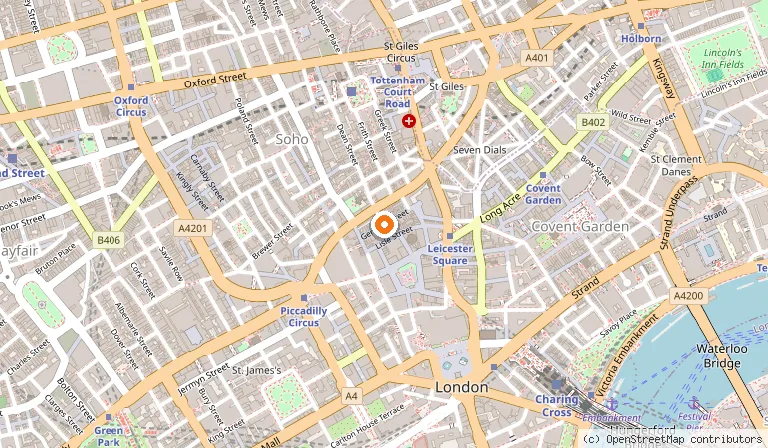 Map showing the location of Chinatown in London