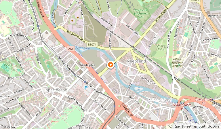 Map showing the location of Church - Temple of Fun in Sheffield