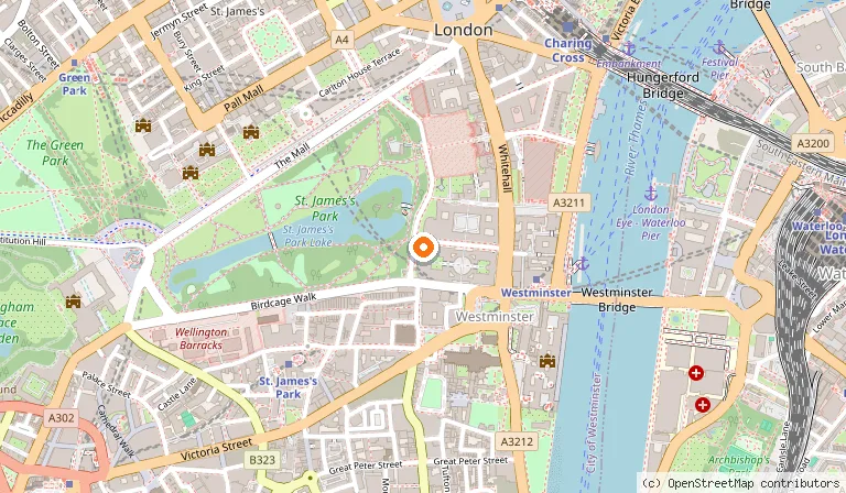 Map showing the location of Churchill War Rooms in London