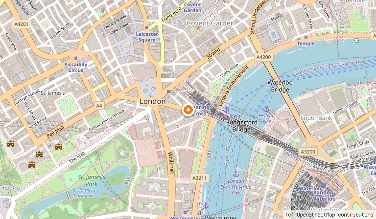Map showing the location of Citadines Trafalgar Square London in London