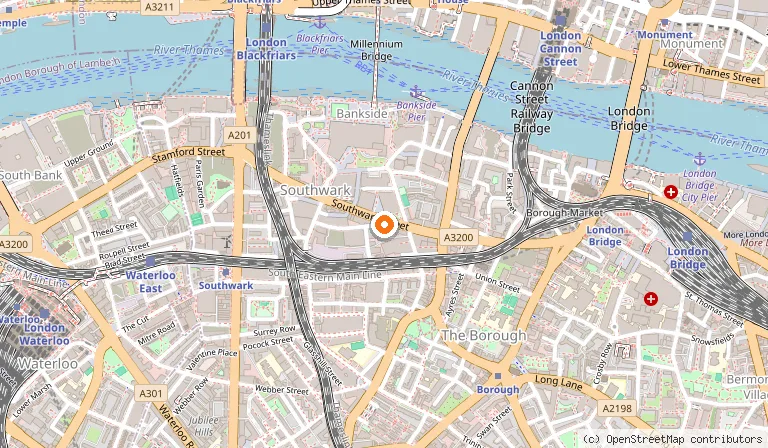 Map showing the location of citizenM London Bankside in London