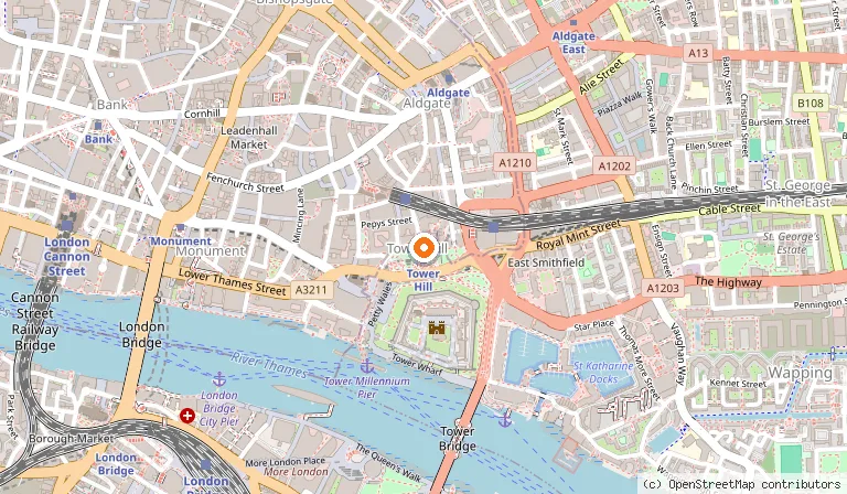 Map showing the location of citizenM Tower of London in London