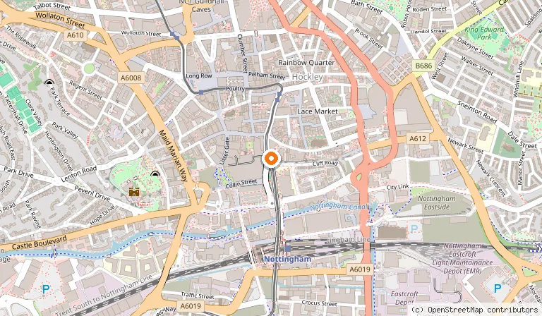 Map showing the location of City of Caves in Nottingham