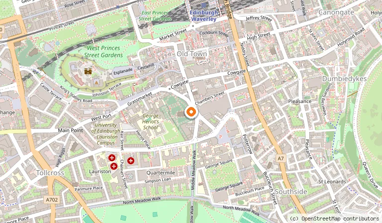 Map showing the location of City Of The Dead Tours in Edinburgh