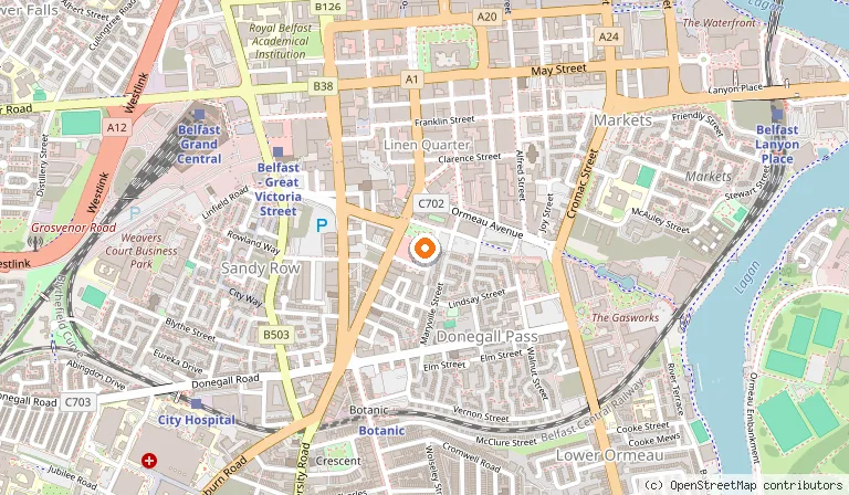 Map showing the location of Clayton Hotel Belfast City in Belfast