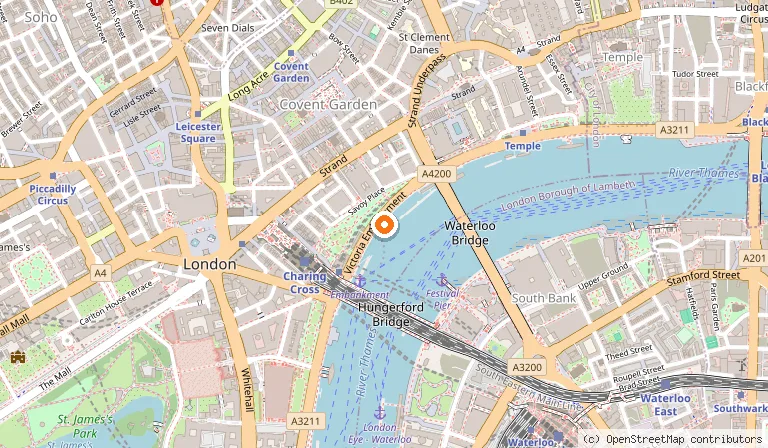 Map showing the location of Cleopatra's Needle in London