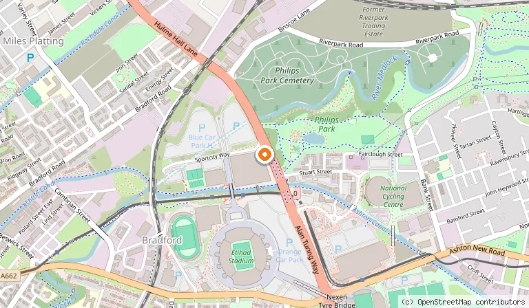 Map showing the location of Co-op Live in Manchester