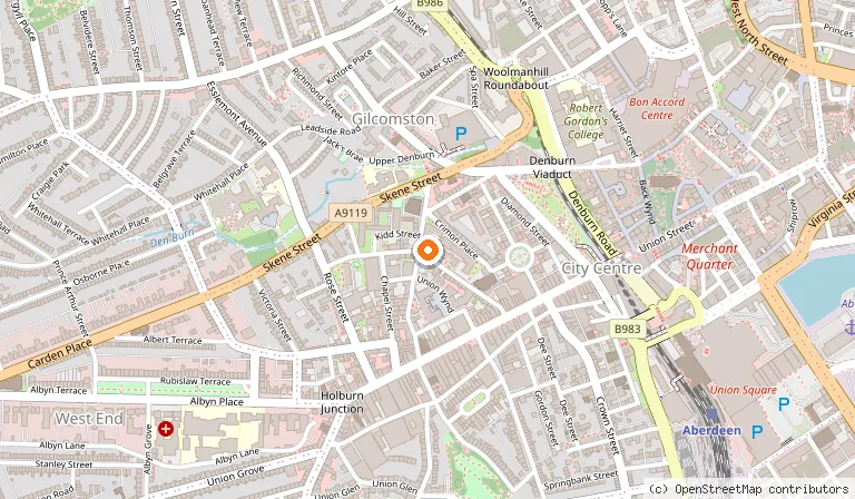 Map showing the location of Copthorne Hotel Aberdeen in Aberdeen