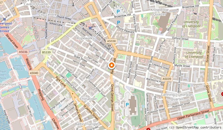 Map showing the location of Cowshed Liverpool in Liverpool