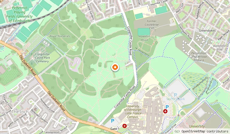 Map showing the location of Craigmillar Castle in Edinburgh