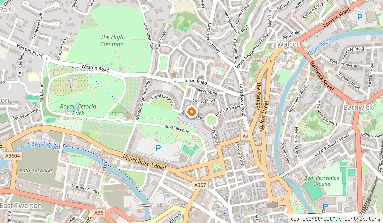 Map showing the location of Crescent Restaurant & Bar Bath in Bath