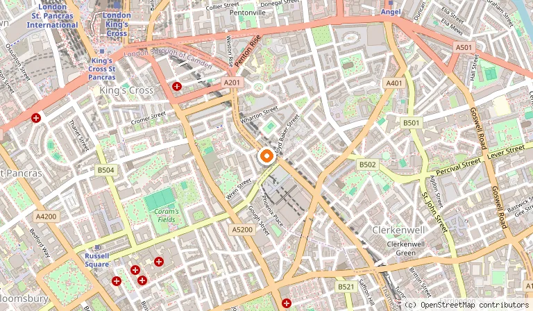Map showing the location of Crowne Plaza London - Kings Cross by IHG in London