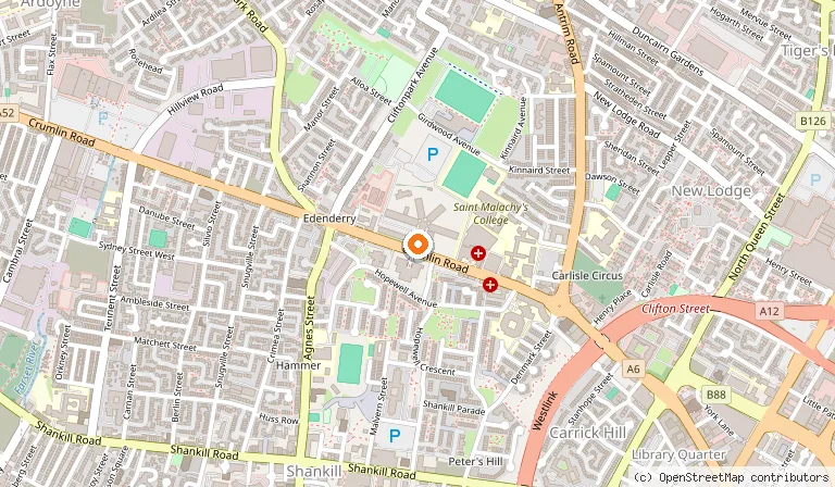 Map showing the location of Crumlin Road Gaol Visitor Attraction and Conference Centre in Belfast