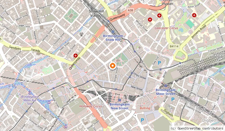 Map showing the location of Damascena Coffee House Birmingham City Centre in Birmingham