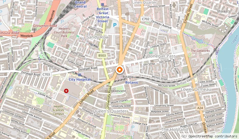 Map showing the location of Darcy's Belfast in Belfast