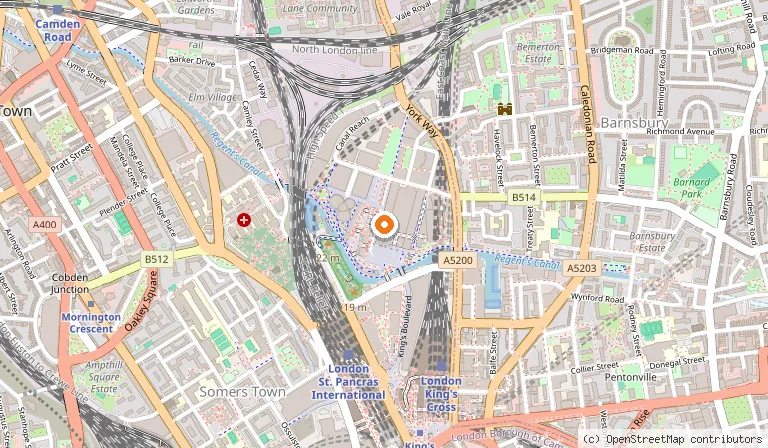 Map showing the location of Dishoom King's Cross in London
