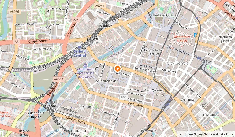 Map showing the location of Dishoom Manchester in Manchester