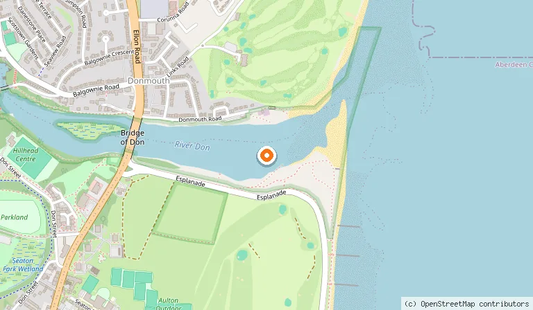 Map showing the location of Donmouth Local Nature Reserve in Aberdeen