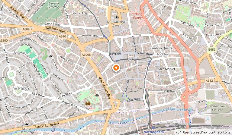Map showing the location of Dosa And Chutney Indian Restaurant in Nottingham