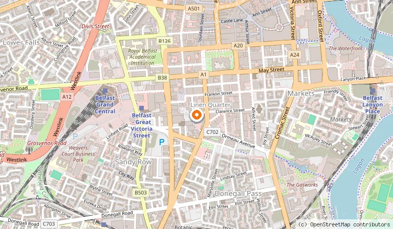 Map showing the location of DoubleTree by Hilton Belfast City Ten Square in Belfast