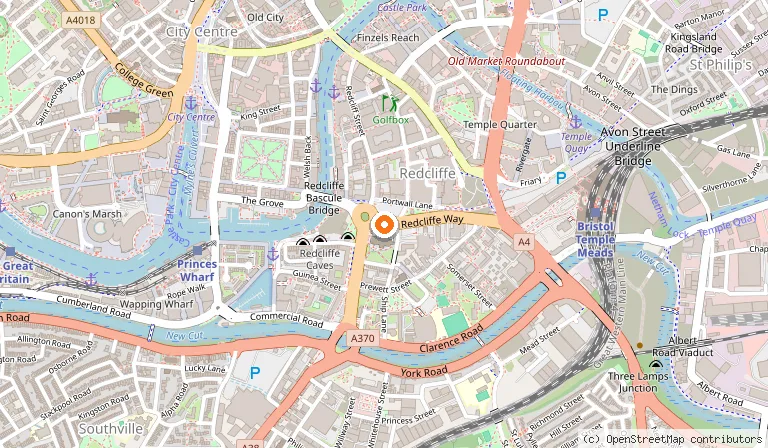 Map showing the location of DoubleTree by Hilton Bristol City Centre in Bristol