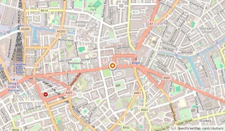 Map showing the location of DoubleTree by Hilton London Angel Kings Cross in London