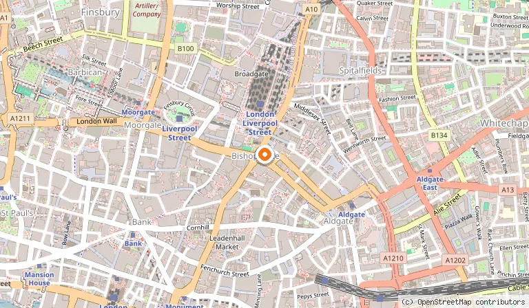 Map showing the location of Duck & Waffle in London