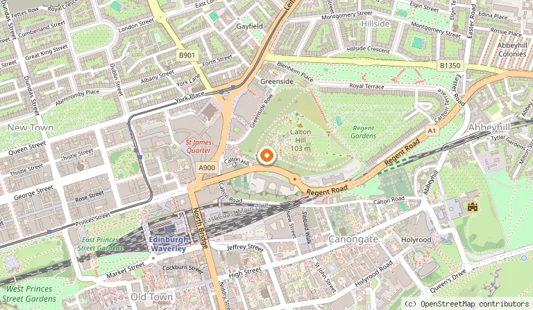 Map showing the location of Dugald Stewart Monument in Edinburgh