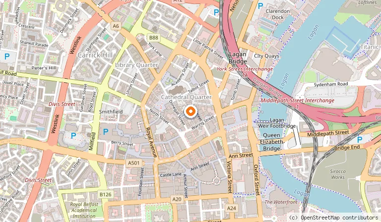 Map showing the location of Duke of York in Belfast