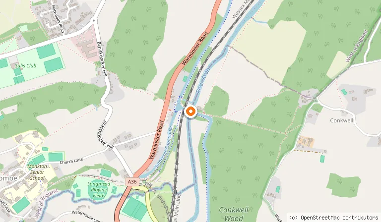 Map showing the location of Dundas Aqueduct in Bath