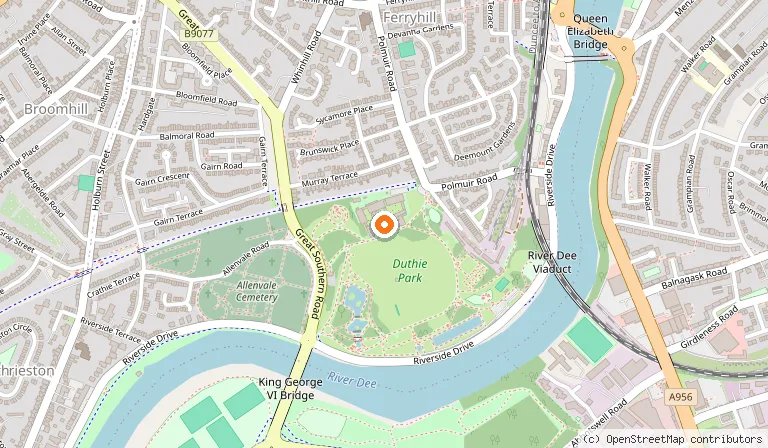 Map showing the location of Duthie Park Winter Gardens in Aberdeen