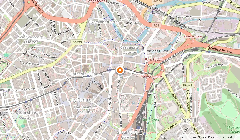 Map showing the location of easyHotel Sheffield in Sheffield