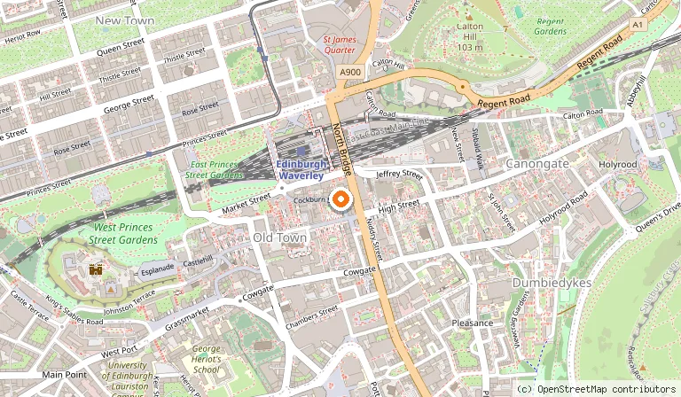 Map showing the location of Edinburgh Backpackers Hostel in Edinburgh