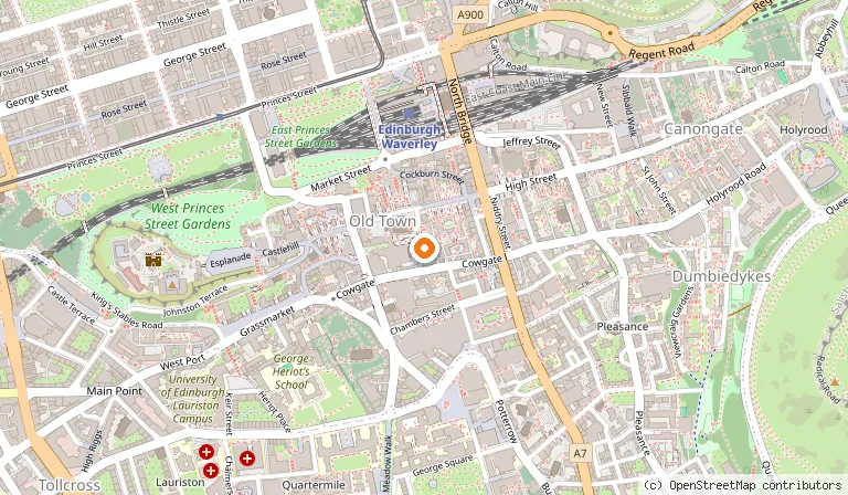 Map showing the location of Edinburgh Old Town in Edinburgh