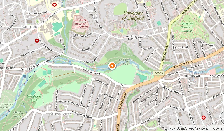 Map showing the location of Endcliffe Park in Sheffield