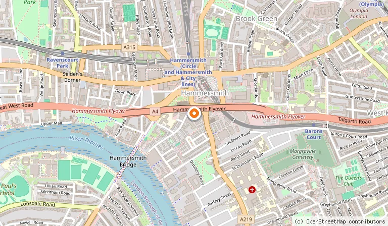 Map showing the location of Eventim Apollo in London