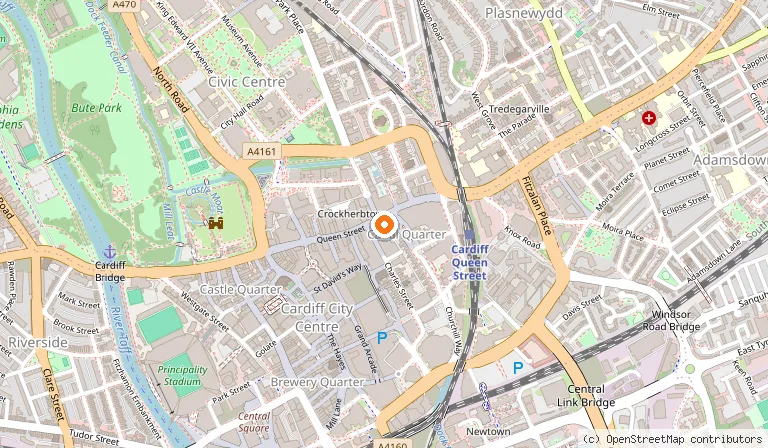 Map showing the location of Exitus Escape Rooms in Cardiff