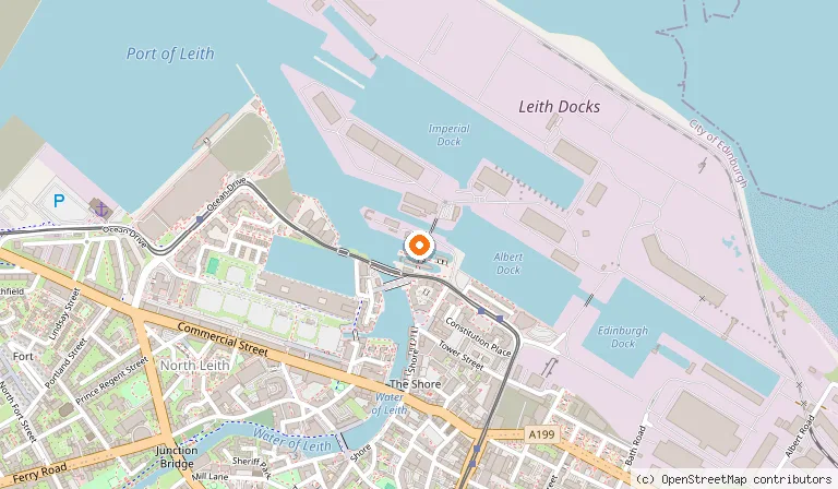 Map showing the location of Fingal - A Luxury Floating Hotel in Edinburgh