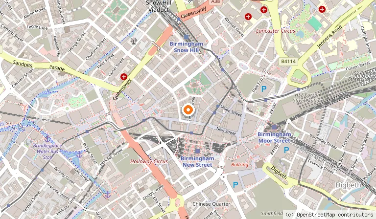 Map showing the location of Flight Club Birmingham in Birmingham