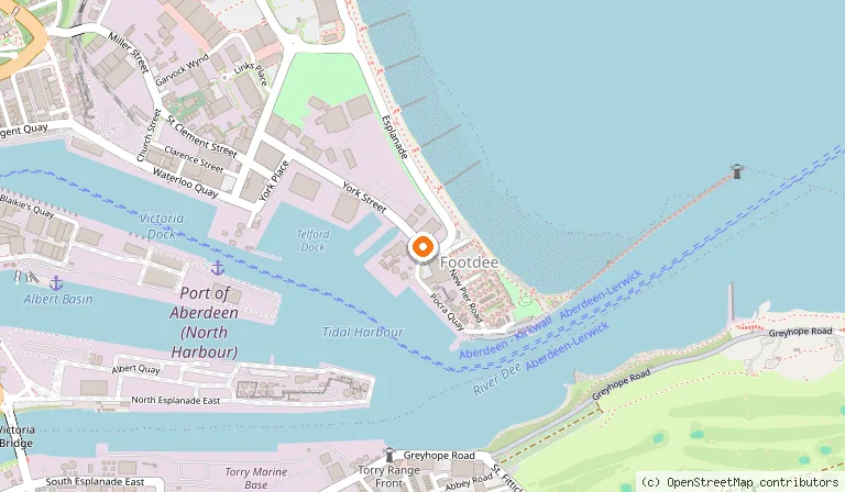 Map showing the location of Footdee (Fittie) in Aberdeen
