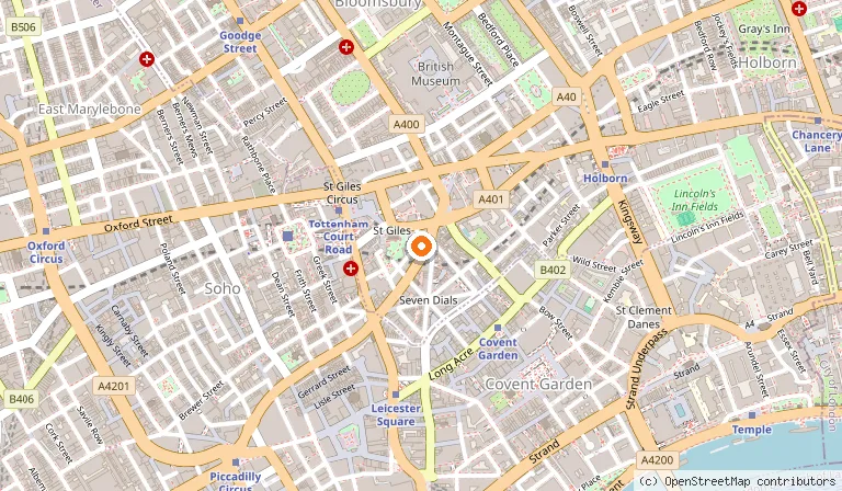 Map showing the location of Forbidden Planet London Megastore in London