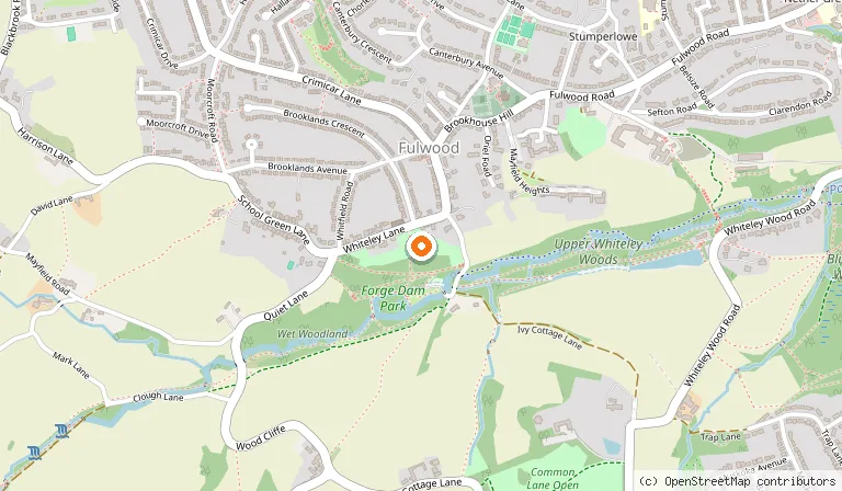Map showing the location of Forge Dam Park in Sheffield