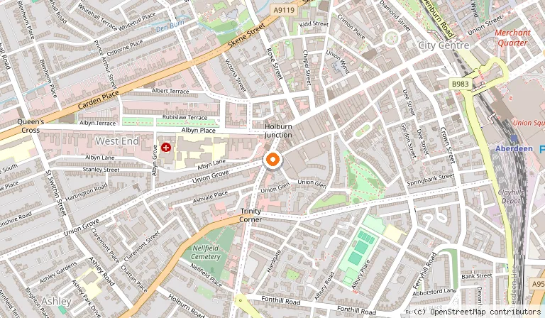 Map showing the location of Foundry Aberdeen in Aberdeen