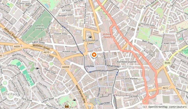 Map showing the location of French Living in Nottingham