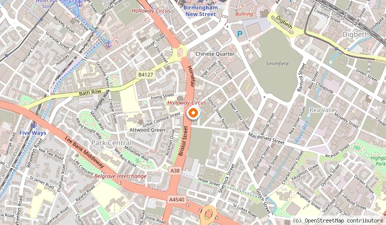 Map showing the location of Gaijin Sushi in Birmingham